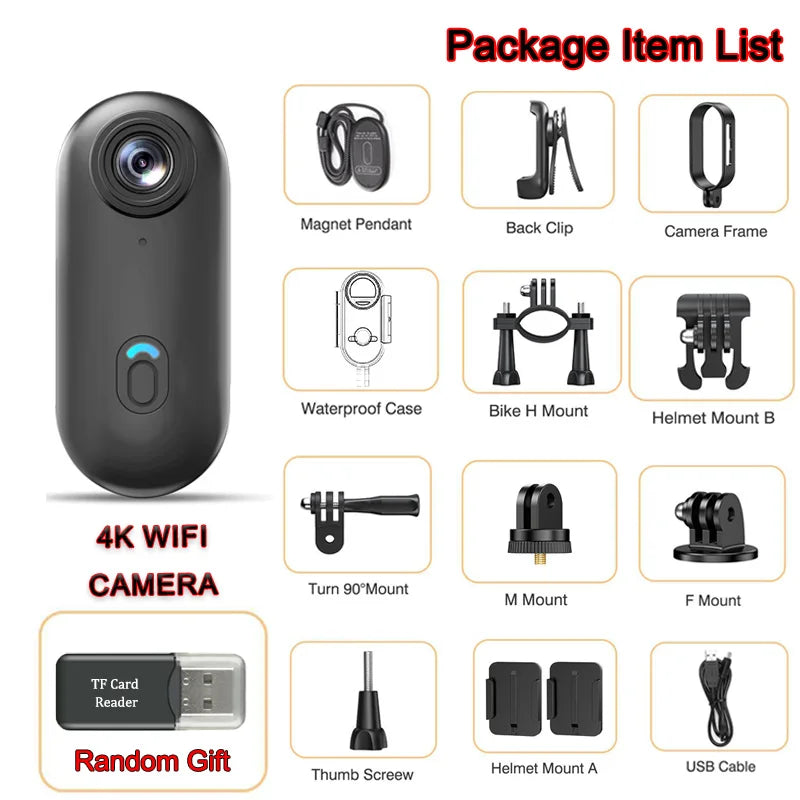 4K UHD Mini Vlog Camera Wireless Wifi Sports Action Camera small pocket Photography Videography Portable Camera